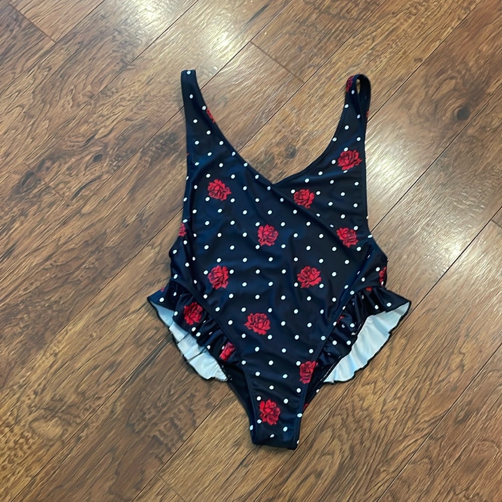 NWT’s Motel Rocks Kiki Swimsuit In Cuban Rose Red Black & White Polka Dot L - Picture 5 of 12